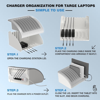 POCHAR 8-Device Universal Charging Station for Laptops & Chromebooks – Classroom Organization for iPads, Tablets & More, Ideal for Schools & Offices