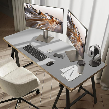 Bloss Leather Desk Pad and Keyboard Wrist Rest, Large Mouse Pad + Keyboard Pad+Mouse Wrist Support, Non-Slip Desk Mat Protector for Office, Home(31.5×15.7 Inches,Beige)