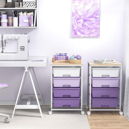 SYKIARIOL Utility Cart with 4 Drawers, Multipurpose Rolling Storage Cart with 4 Drawers and 2 Lockable Wheels, 4-Tier Rolling Storage Cart Organizer for Home Office Dorm, Bright White