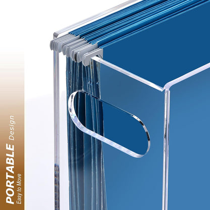 Acrylic File Folder Organizer, Clear Hanging File Organizer Box for Letter Size, Desktop File Holder with Handles, Slim Filing Storage Box for Desk Office Home Work -1 Pack