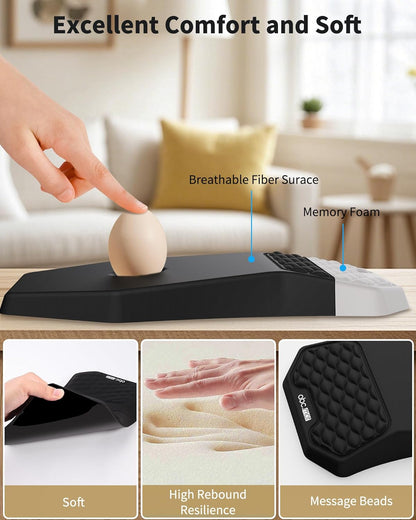 Ergonomic Mouse Pad and Keyboard Wrist Rest Support Set, Massage Design Mousepad for Carpal Tunnel Pain Relief, Memory Foam, Non-Slip PU Base for Computer Desk, Baby Blue