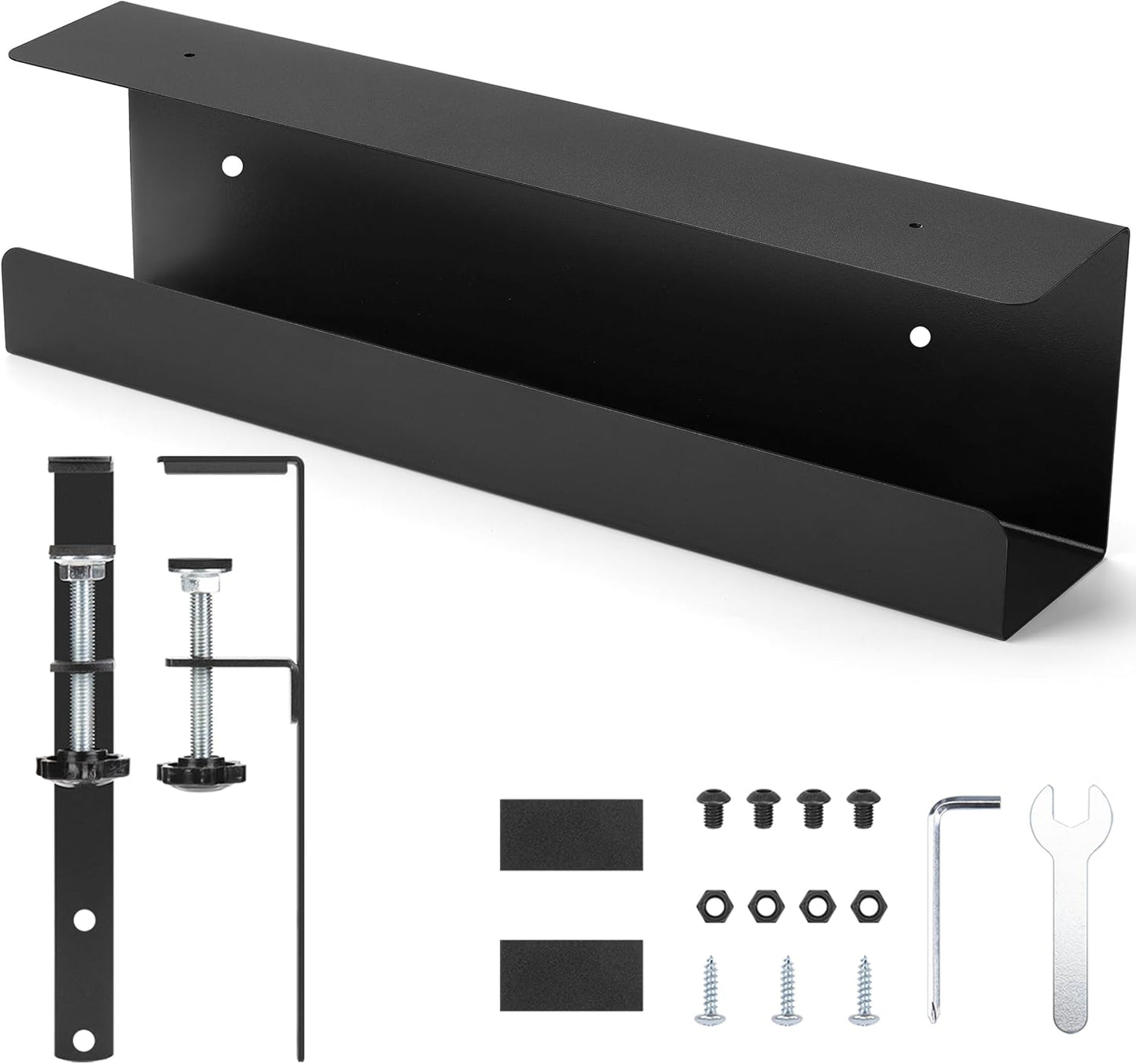 ZhiYo 16.5 Inch Sturdy Under Desk Cable Management Tray, Metal Cable Tray Under Desk, Black Table Management Basket, Wire Hider 1 Pack
