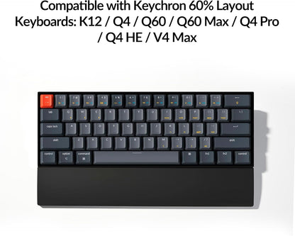 Ergonomic Silicone Wrist Rest for Keychron K12 / Q4 / Q60 / Q60 Max / Q4 Pro / Q4 HE / V4 / V4 Max, 12.04" Honeycomb Non-Slip Palm Rest, 60% Compact Mechanical Keyboard Support with Typing Pain Relief
