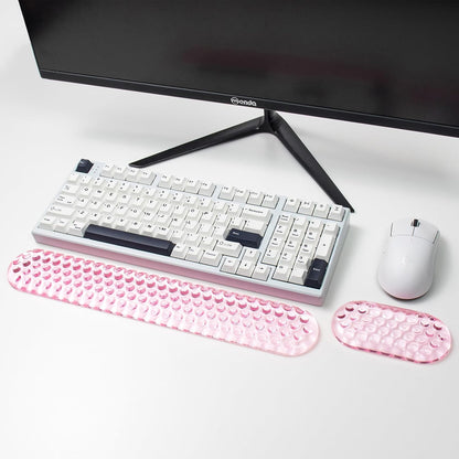 Ergonomic Gel Keyboard and Mouse Wrist Rest Set – Pink Wrist Rest for Computer Keyboard 75% 80%, Comfort & Support for Typing and Gaming