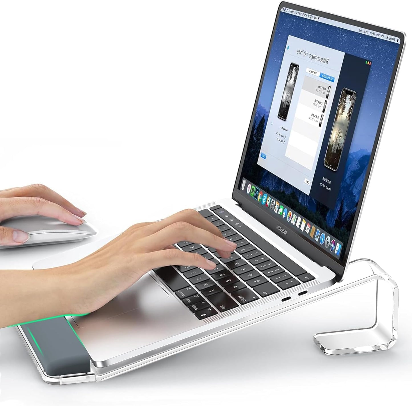 LOXP Laptop Stand for Desk, Metal Laptop Stand with Wrist Support, Ergonomic Detachable Laptop Riser, Aluminum Lectern, Computer Stand for MacBook Air Pro, HP, Dell, XPS, HP (10-17") Laptops - Black