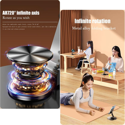 Cell Phone Stand for Desk - [360° Rotation] Sturdy Adjustable Desktop Phone Holder, Foldable Mobile Stand, Office Desk Accessories Gifts for All Phone Stands