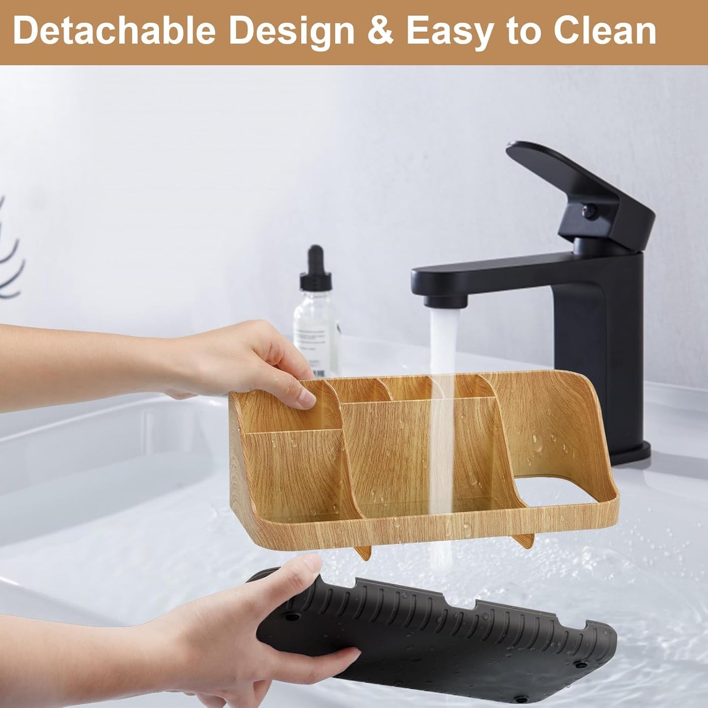 GFWARE Bathroom Organizers and Storage - Detachable 7 Slots Kids Electric Toothbrush and Toothpaste Holde Drainage for Bathroom Accessories Organization Counter Vanity Storage