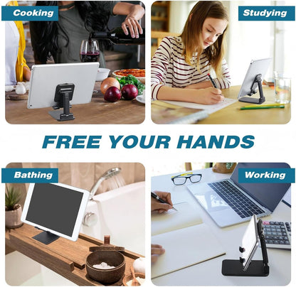 Wonderjune 12 Pcs Cell Phone Stand for Desk Phone Holder Stand Foldable Angle Height Adjustable Portable Holder Tablet for Office Travel Photography (White)