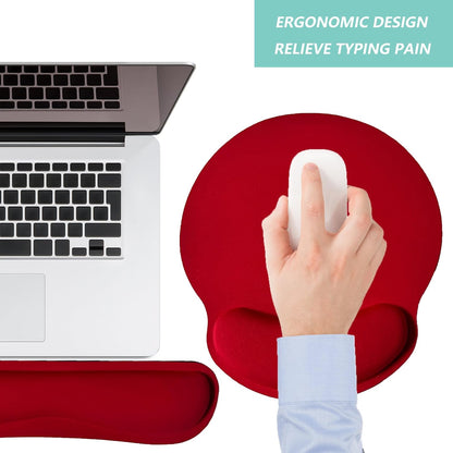 Keyboard Wrist Rest Pad Mouse Pad with Wrist Support Set of 3, Mousepad with Non-Slip Rubber Base, Ergonomic Memory Foam Mouse Wrist Cushion Support for Home Office Laptop Computer, Flower Black