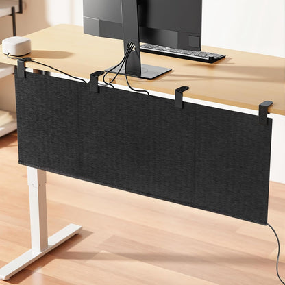No Drill Under Desk Cable Management and Privacy Panel 2 in 1 | Modesty Panel with Cord Organizer |Felt Standing Desk Back Skirt for Office,Home(47.2")
