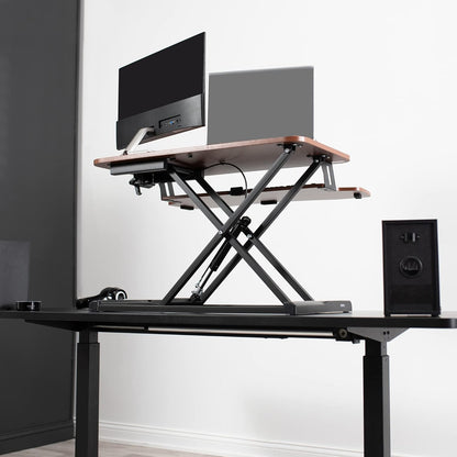 VIVO 26 inch Desk Converter, K Series, Height Adjustable Sit to Stand Riser, Dual Monitor and Laptop Workstation with Keyboard Tray, Black, DESK-V026KB