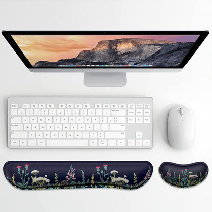 Dapesuom Enlarge Keyboard Wrist Rest, Memory Foam Wrist Cushion for Desk Mats Support, Cute Pain Relief Keyboard Mouse Pad Rests Set with Non-Slip Base for Gaming Laptop Office Computer, Green Leaf