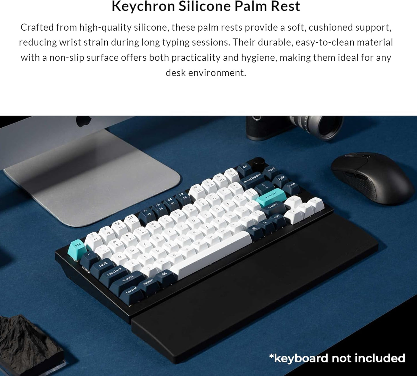 Ergonomic Silicone Wrist Rest for Keychron K8 / K8 Pro / K8 Max / K8 HE/ C1 / C1 Pro / L4, 14.09" Honeycomb Non-Slip Palm Rest, 80% TKL Mechanical Keyboards Support with Typing Pain Relief