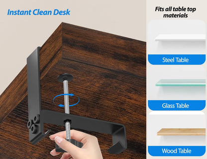 Under Desk Cable Management Tray, 30" Cord Organizer for Table with Oxford Fabric, 60LBS Capacity, No Drill Installation, Cable Management Fits Most Desks, Gaming Setup & Home Office