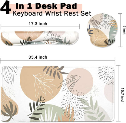 Memory Foam Ergonomic Keyboard Wrist Rest Pad and Mouse Wrist Rest Support Mouse Pad Set for Office Gaming Easy Typing-Pink Fluid
