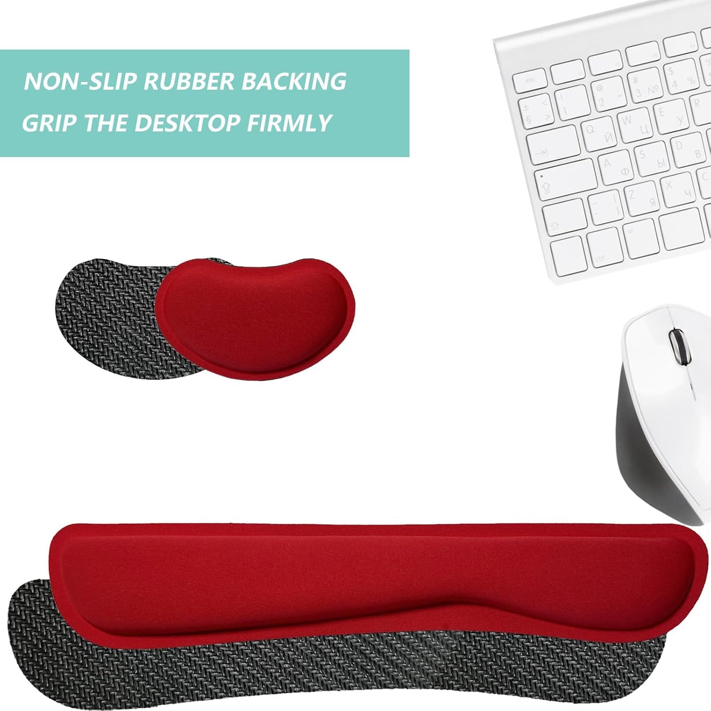 Keyboard Wrist Rest Mouse Wrist Support Set, Memory Foam Wrist Rest Pad for Computer Laptop Keyboard Mouse, Ergonomic Wrist Cushion Support for Typing Pain Relief, Gaming Home Office, Purple
