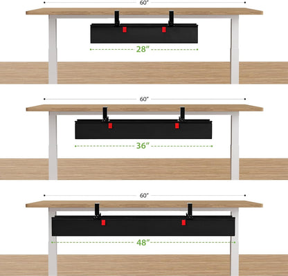 KEEGH Extra Large 48" Under Desk Cable Management Tray - Under Desk Cord Management - Clamp/Screw Mount - Support Upto 70lbs - Fabric Wire Management - Cable Raceways Tray Cord Hiders for Office/Home