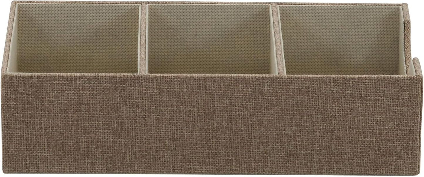 Household Essentials Grey 727-1 Deep 3 Section Drawer Organizer Box for Storage | 12 in x 6.13 in x 3.13
