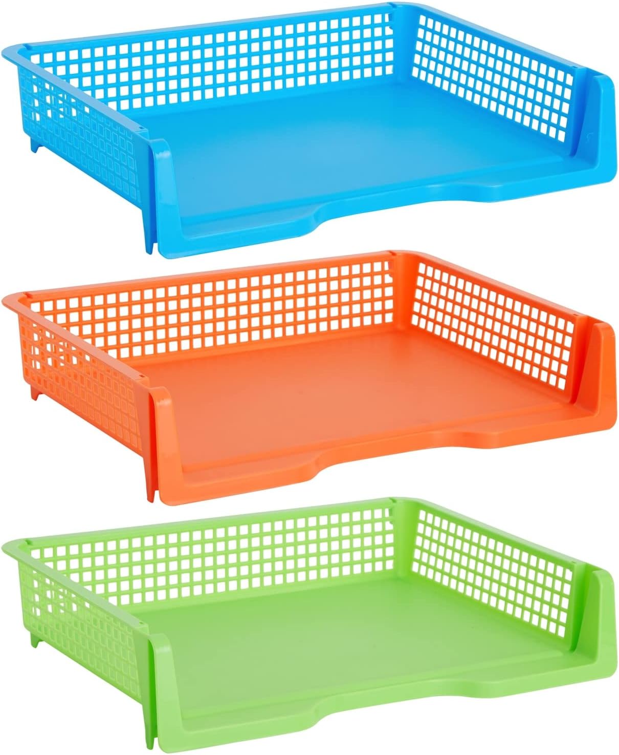 Bright Creations Teacher Supplies Letter Tray Organizer - 6-Pack Rainbow, 9 x 13 x 3 in - Stackable Paper Trays for Classroom & Teacher Desk Organizer