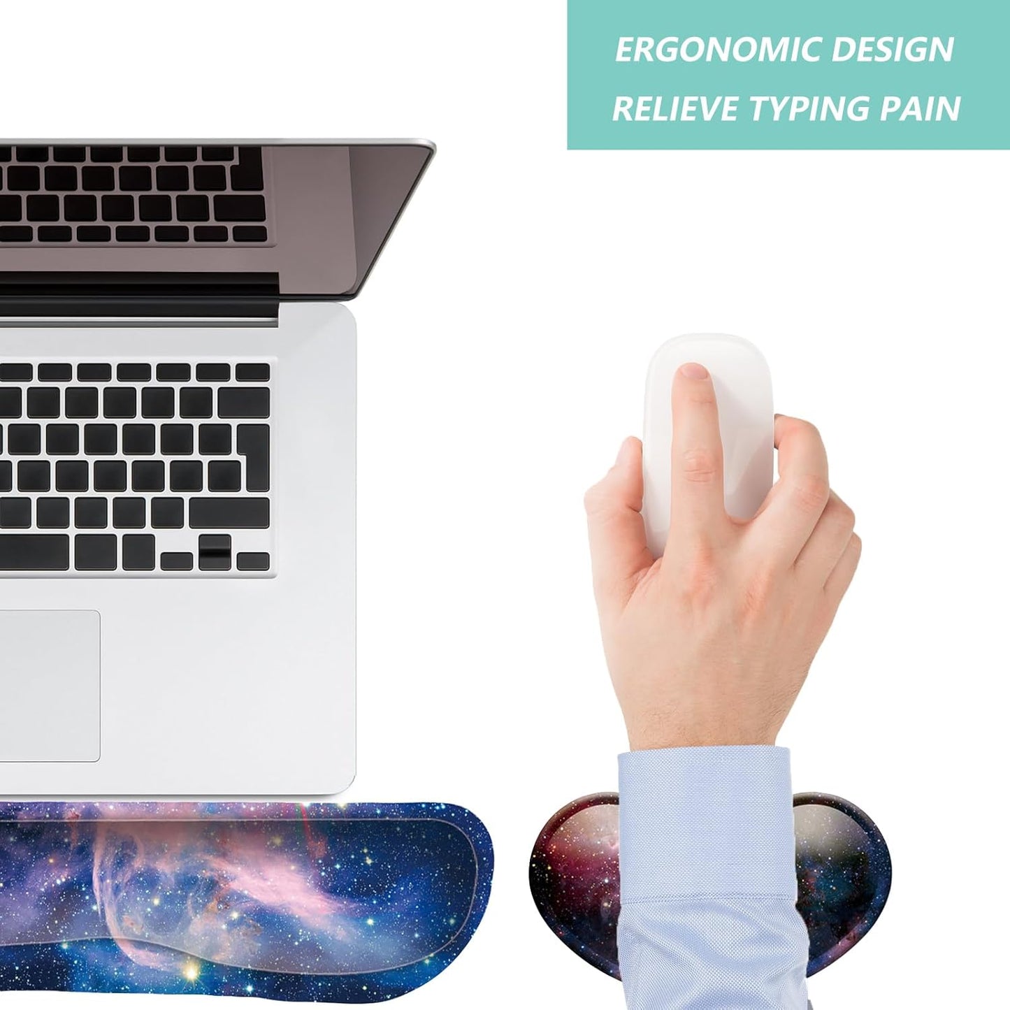 Keyboard Wrist Rest Mouse Wrist Support Set, Memory Foam Wrist Rest Pad for Computer Laptop Keyboard Mouse, Ergonomic Wrist Cushion Support for Typing Pain Relief, Gaming Home Office, Purple
