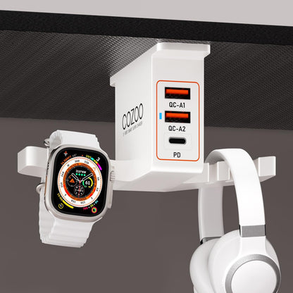 cozoo Headphone Stand with USB Charger Under Desk Headset Holder Mount 3 USB Charging Station,iWatch Stand Watch Dock Dual Earphone Hanger Hook,PC Accessories Gifts,UL Tested