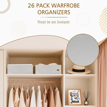 Criusia 15 Pack Drawer Organizer for Clothes, Foldable Dresser Dividers with 3 Sizes, Fabric Storage Bins – Beige