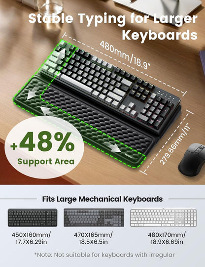 Vaydeer Wrist Rest with Keyboard Stand, Computer Wrist Support Pad, Ergonomic Keyboard Riser Holder Lifter Tray with Wrist Pad, Soft Memory Foam Desk Cushion, Palm Hand Typing for Office Home School