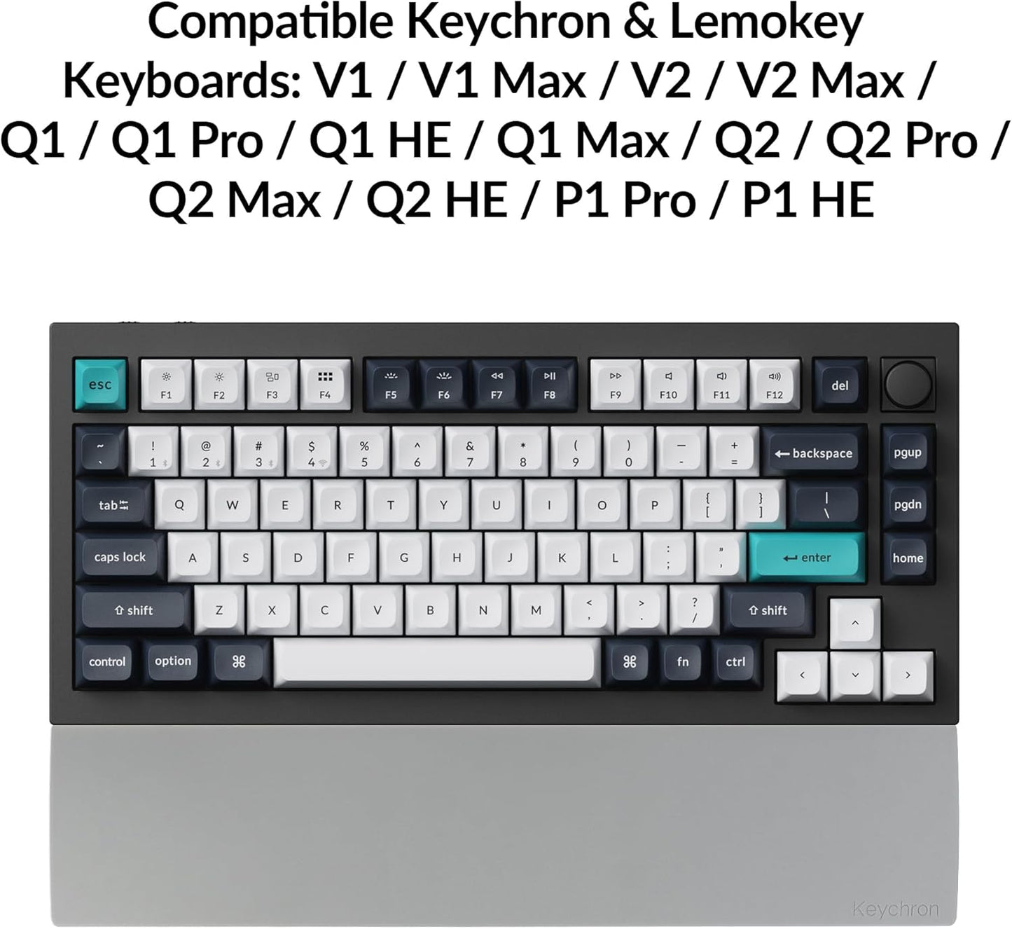 Keychron 12.48" Silicone Wrist Rest for 75% Compact Mechanical Keyboards, Ergonomic Palm Support with Full Honeycomb Non-Slip Base, Compatible with K2/K2 Pro/K2 Max/K2 HE/K6/K6 Pro/K6 HE