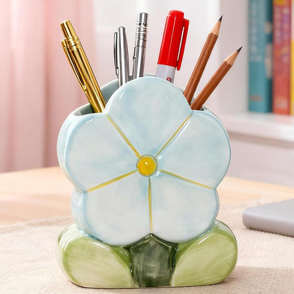 Red Makeup Brush Holder Pen Holder Office Desk Accessories Aesthetic Pencil Holders Cute Toothbrush Holders Flower Home Decor Vase Birthday Gifts for Women Vanity Kawaii Kitchen Utensil Holder