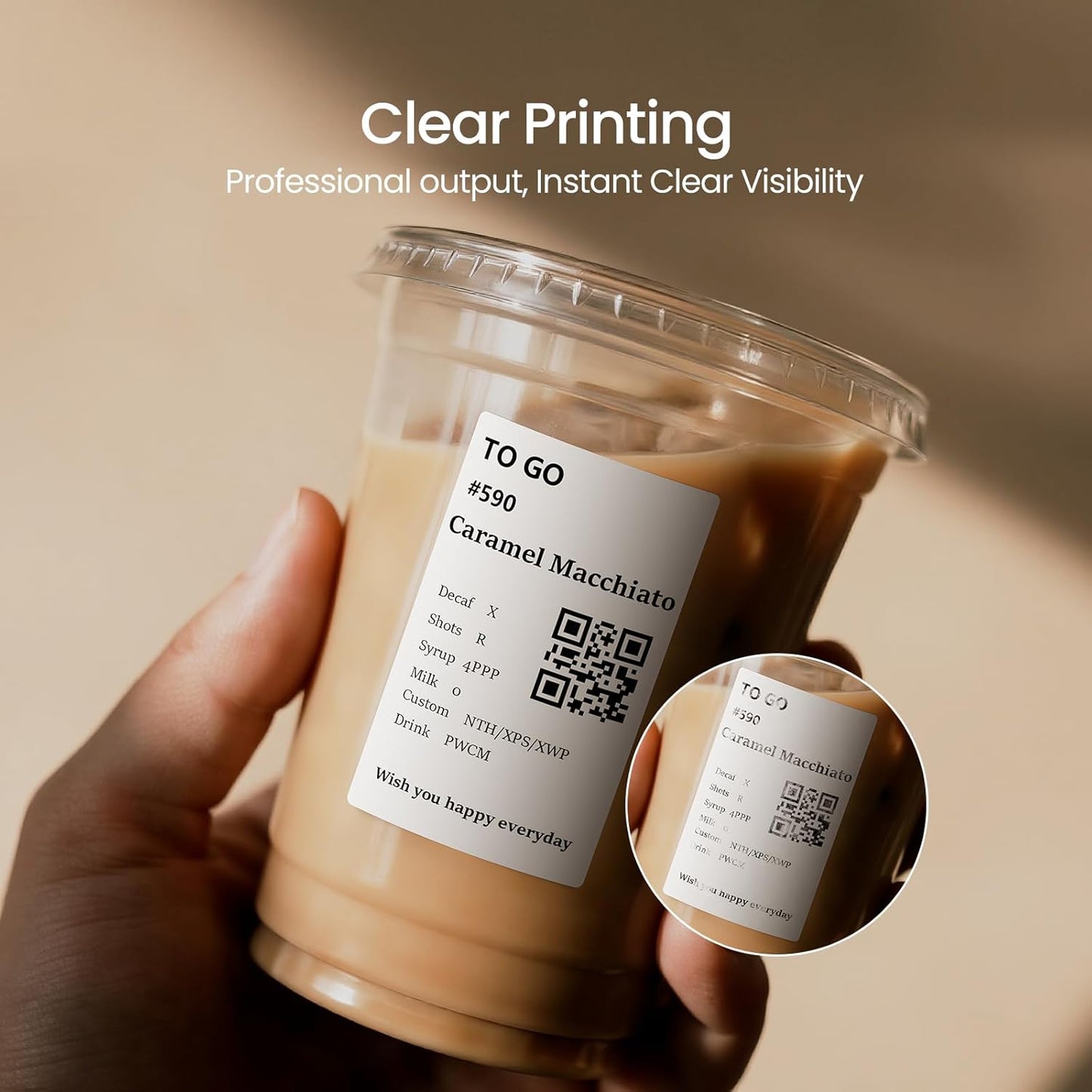 Clabel Printable White Cable Labels 6 Rolls of Thermal Self-Adhesive Paper Labels Tape, 25x78mm (1"x3") 100 Sheets Per Roll, Black Print on White Sticker Tags Durable