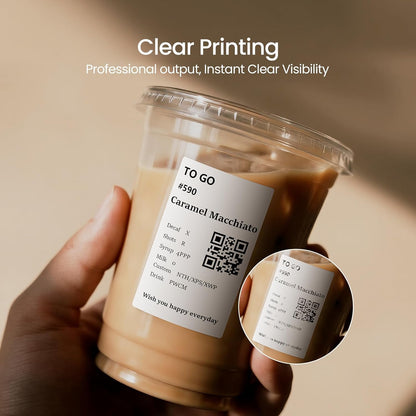Clabel Printable White Cable Labels 6 Rolls of Thermal Self-Adhesive Paper Labels Tape, 25x78mm (1"x3") 100 Sheets Per Roll, Black Print on White Sticker Tags Durable