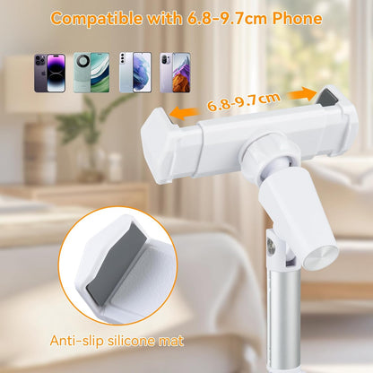 UTEBIT Adjustable Phone Stand for Desk, 11.8''-17.7''Height Adjustable Phone Holder for Desk Recording, Retractable Cell Phone Tablet Stand Holder for 5.5''-9.5''Screen iPhone 17 16 15 Pro Max Android