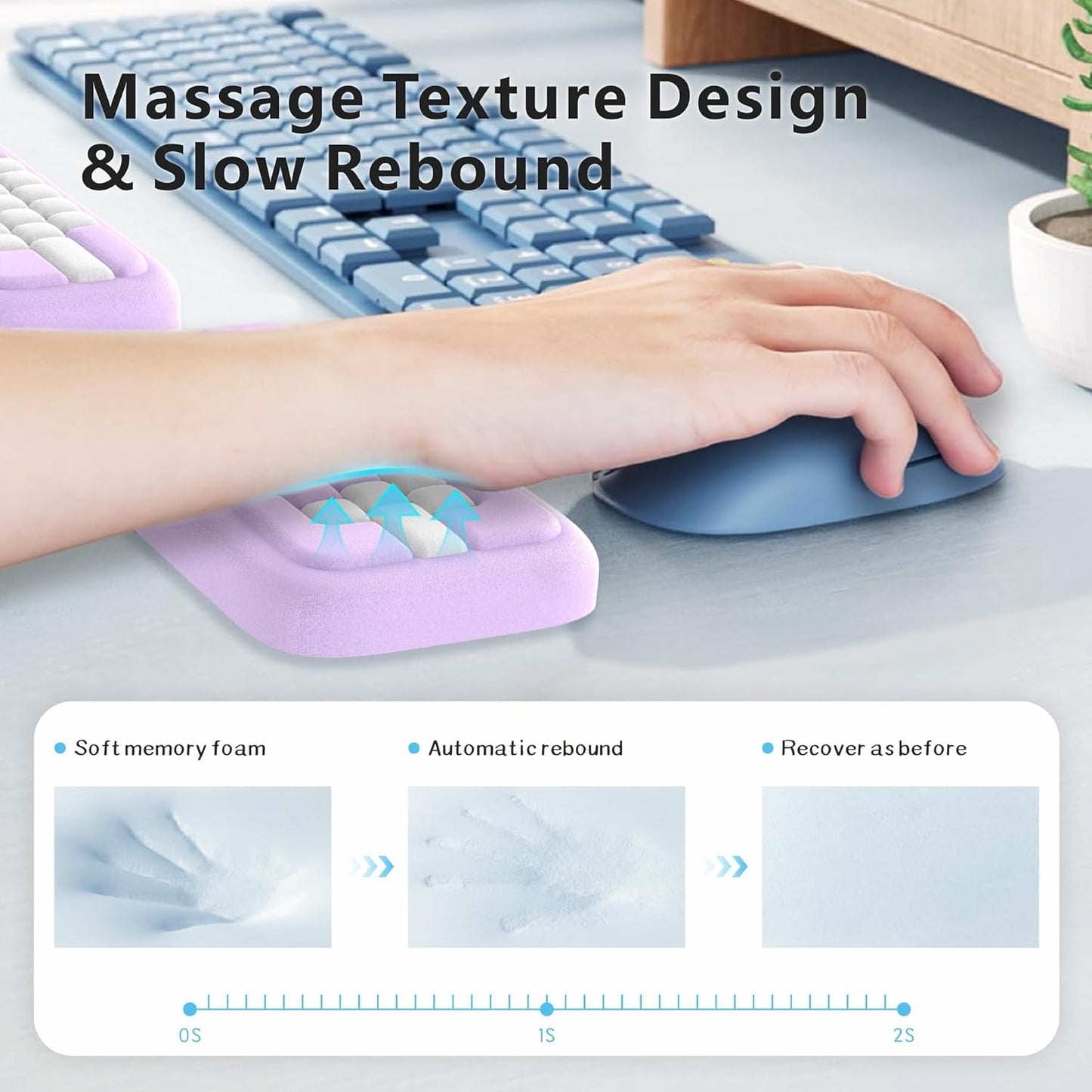 MEKASS Keyboard Wrist Rest, Ergonomic Wrist Pad, Soft Memory Foam Keyboard Hand Rest with Non-Slip Base, Easy Typing, Pain Relief, Comfort Support for Office Work Gaming Computer Accessories (Black)