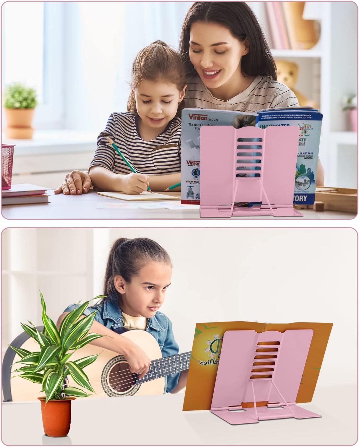 MSDADA Desk Book Stand Metal Reading Rest Book Holder Adjustable Cookbook Documents Holder for Recipes Textbooks Tablet Music Books, Mom Gifts, Gifts for Grandma Mom Mothers Day(Light Purple)