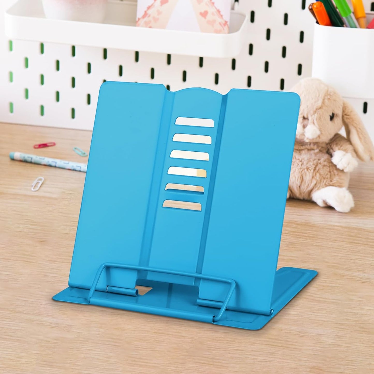 Honagu Small Book Stand Book Holder Metal Desk Stand for Reading Hands Free, Adjustable Cookbook Documents Holder, Portable for Music Books, Textbook, Recipe, Tablet, Ipad, Great Gifts (White)