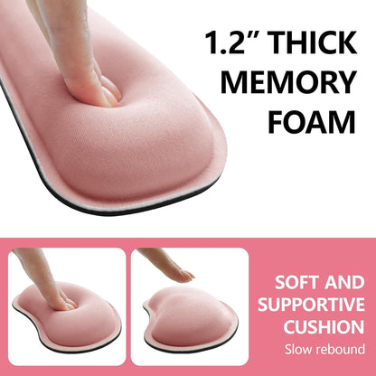 Wrist Rest for Computer Keyboard and Mouse, Ergonomic Design Wrist Support Pad for Keyboard, Soft Memory Foam Desk Pads Support Hand and Arm Easy Typing Pain Relief, 2 Piece Pad, Cream Pink