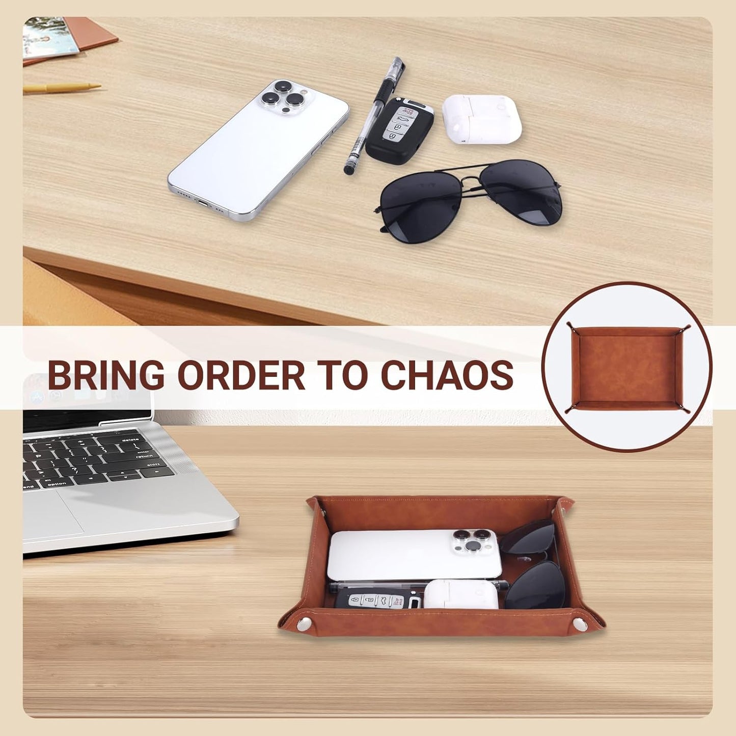 To My Dad Gifts,Leather Tray Engraved Personalized Gifts Unique Dad Birthday Gifts from Daughter Son,Valet Tray Desktop Storage Organizer (I know DAD)