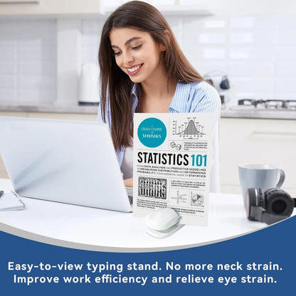 Paper Holder Stand for Desk, Paper Stand for Desk When Typing, Document Holder, Portable Copies Desktop Clamp for A4 Documents Office Typing Reading -Blue