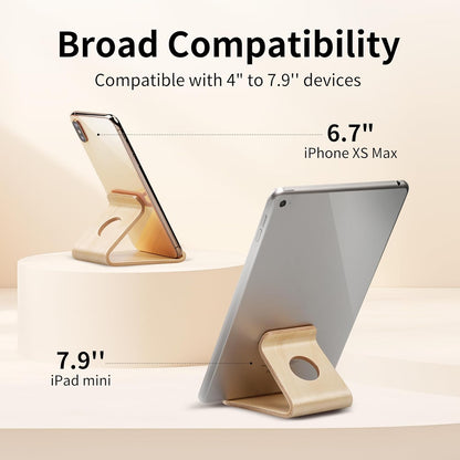 Cell Phone Stand for Desk - Portable Wood Phone Holder for Bed Compatible with iPhone 16 15 14 13 Pro Max 12 11 iPad mini, Smartphone, Wooden Office Aesthetic Desk Accessories