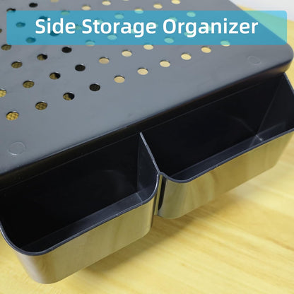 Monitor Stand Riser, Metal Laptop Stand with Storage, Printer Stand with Vented Drawer and Side Storage, Desk Organizer for Monitor, VMMR01-WDB
