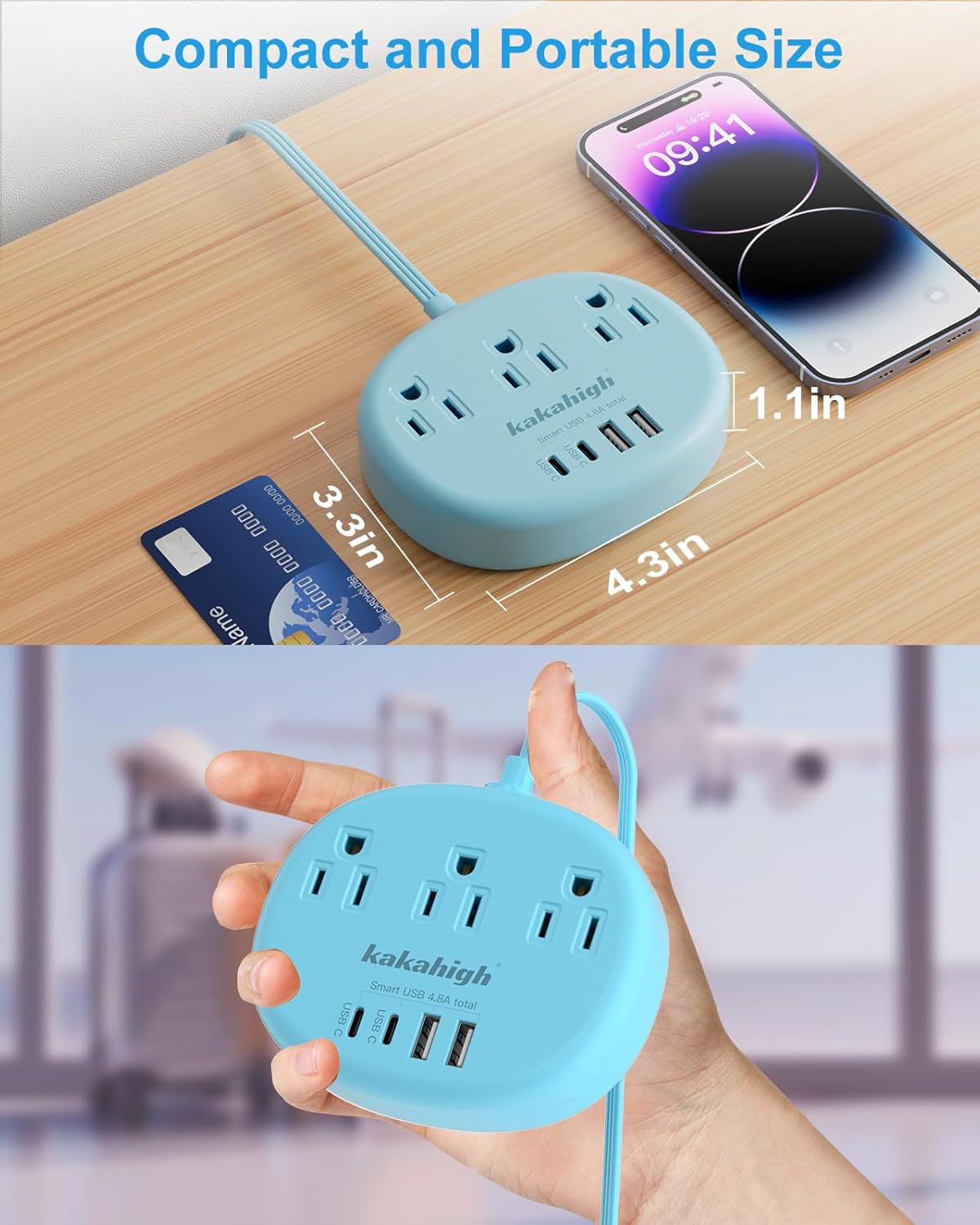 Pink Extension Cord with Surge Protected 1080J - 5 FT Kawaii Power Strip, 1625W Cute Extension Cord with 3 AC Outlet 4 USB (24W/4.8A), Compact for Cute Pink Kawaii Desk Home Essentials