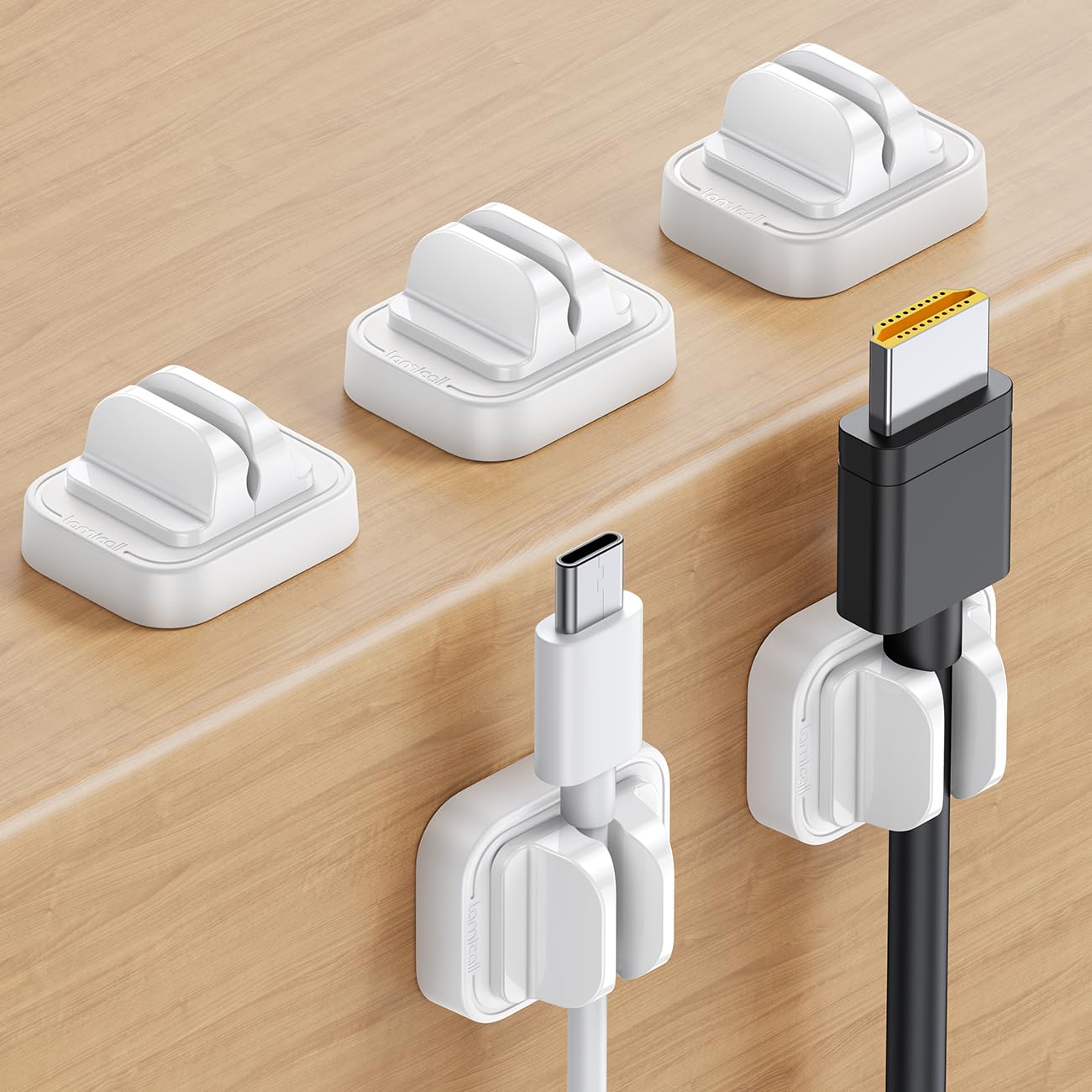5Pack Cable Spring Holder Clips, Cord Organizer for Desk - Lamicall Adjustable Cord Wire Holder Keeper, Phone Charger Organizer Clips, Wire Cable Management for Nightstand Wall Car Office Desktop