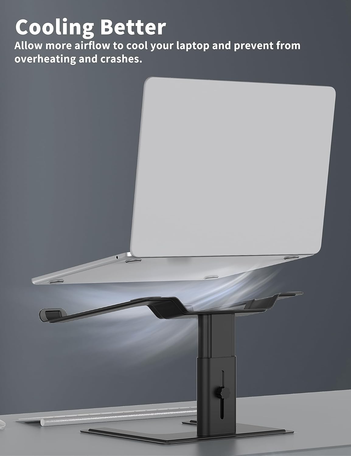 ALASHI Laptop Stand for Desk, Computer Stand Adjustable Height, Ergonomic Notebook Laptop Riser, Aluminum Metal Holder Compatible with 10 to 17.3 Inches Notebook PC Computer, Black
