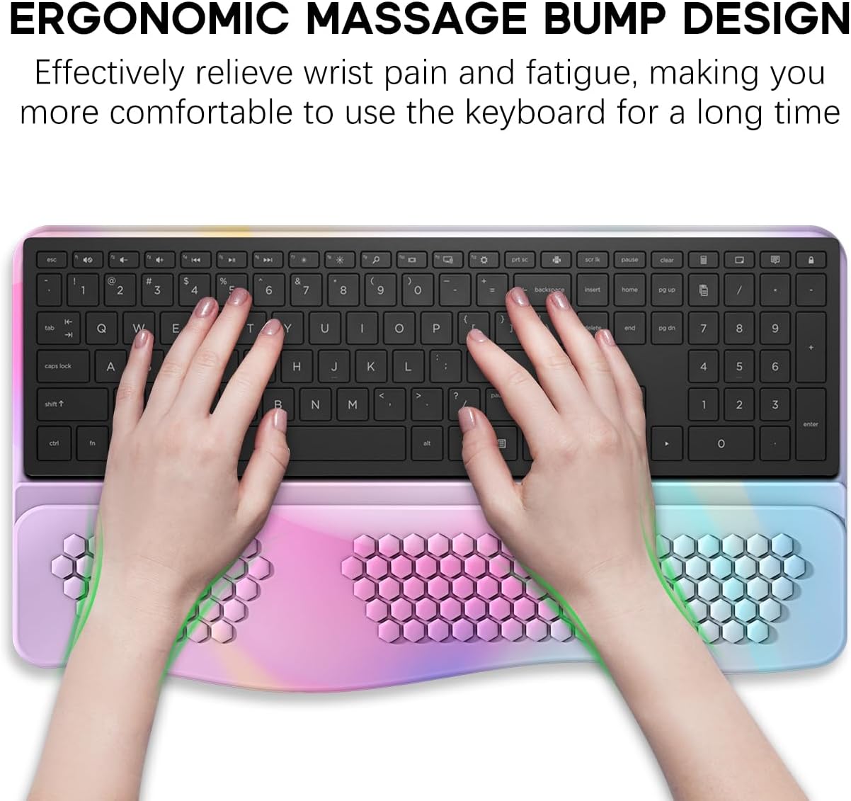 JIKIOU Keyboard Stand with Wrist Rest, Computer Keyboard Stand Pad with Non-Slip Base, Comfy Ergonomic Keyboard Riser Holder for Gaming Office Home 17.13x9.5 in Black