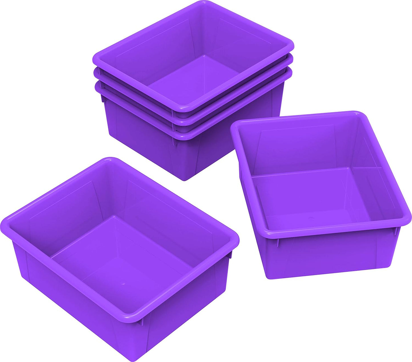 Storex Letter Size Flat Storage Tray – Organizer Bin for Classroom, Office and Home, Clear, 5-Pack (62531A05C), 10 x 13 x 3 Inches