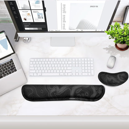 Gimars Upgrade Enlarge Silky and Superfine Fabric Gel Memory Foam Keyboard Wrist Rest Set, Ergonomic Keyboard Mouse Wrist Support for Typing Pain Relief, Comfort for Office, Gaming, Computer