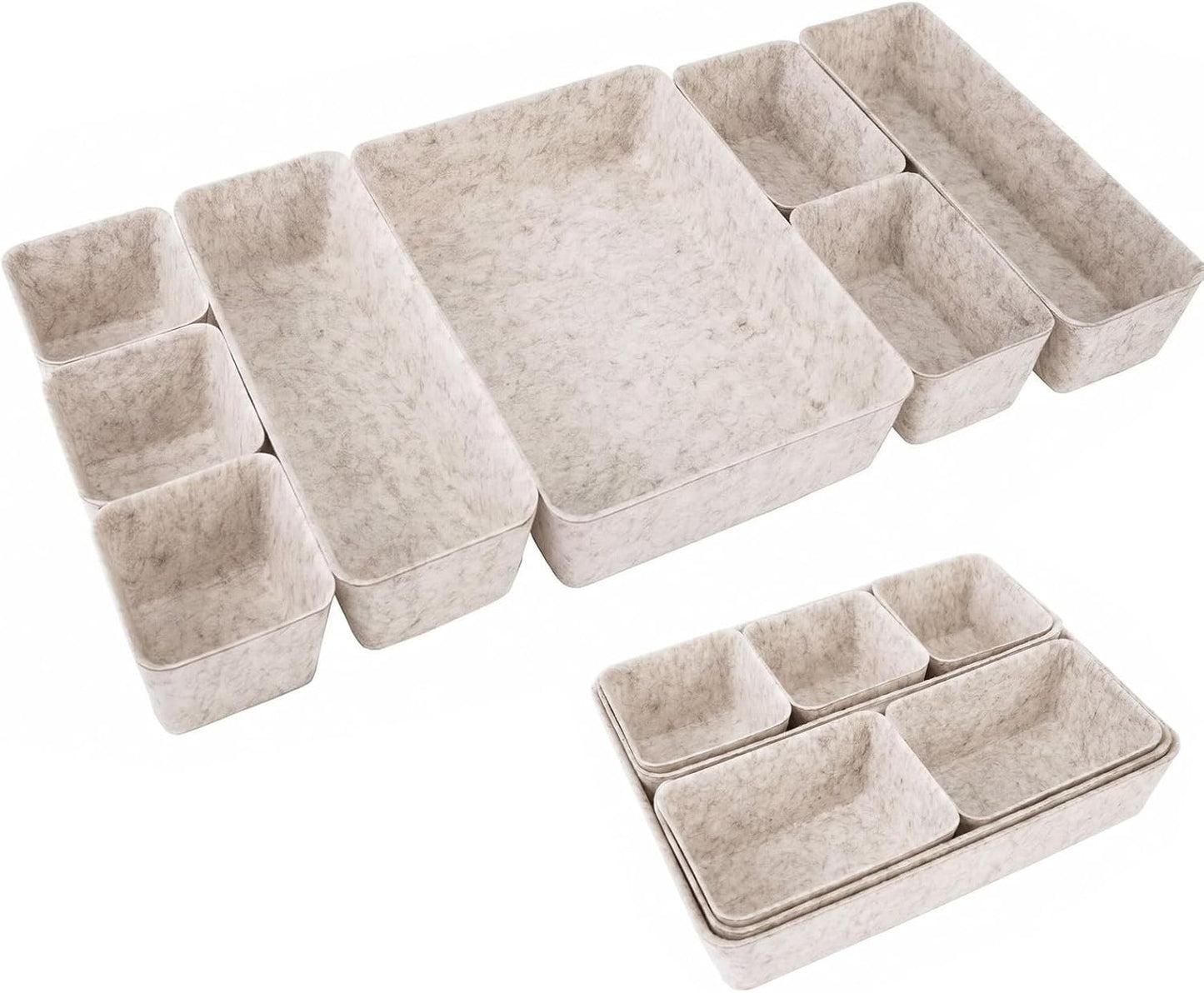Desk Drawer Organizer Bins, 8pcs Felt Shallow Bathroom Storage Trays, Office Accessories & Workspace Organizers Jewelry & Makeup Boxes Containers(Black)
