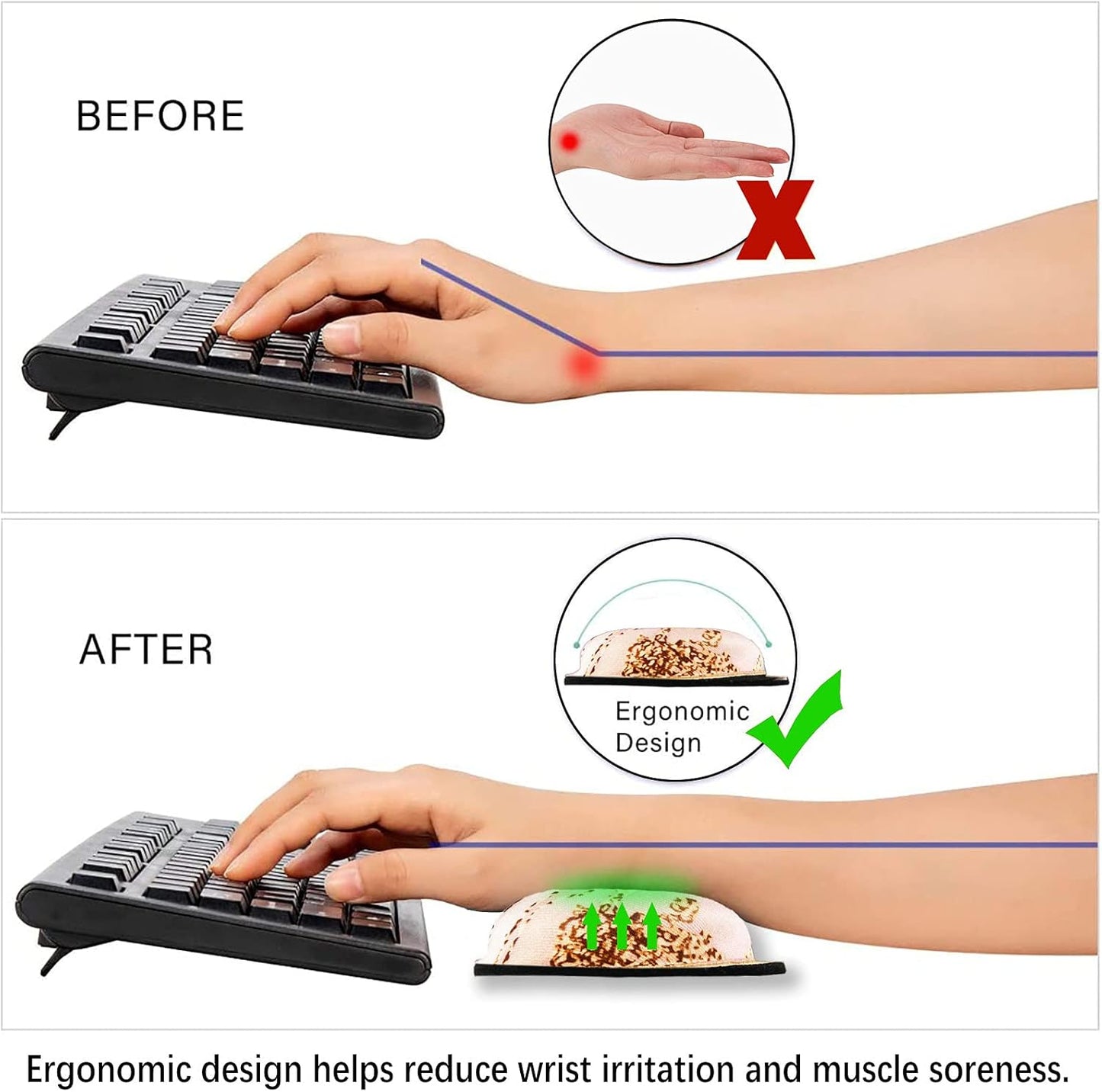 ArtSo Upgraded Wrist Rest Support for Mouse Pad & Keyboard, Ergonomic Gel Mousepad Non-Slip Rubber Base Home,Office Pain Relief, Easy Typing Cushion Neoprene, Soft Memory Foam, Purple Heart Butterfly