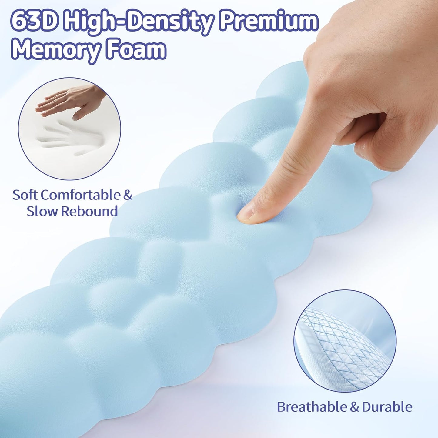Sushret Cloud Wrist Rest Keyboard, Cloud Keyboard Wrist Pad Set with PU Leather Memory Foam, Cute Arm Rest for Palm Support, PC/Gaming Desk Accessories/Office Setup/Computer Hand Cushion - White