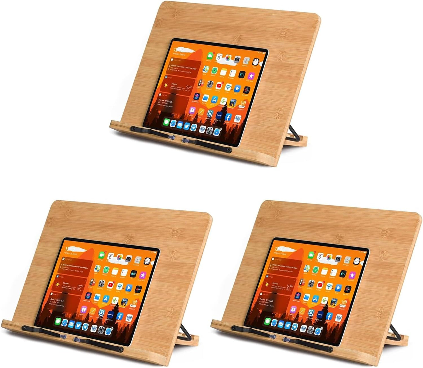 Adjustable Book Stand, Stable and Lightweight Wooden Textbook Holder Stand, Bible/Recipe/Pad/Reading/Cooking Book Tray